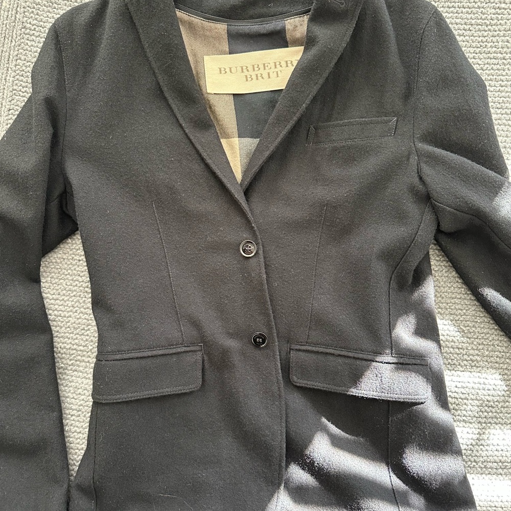 Burberry Brit Black Blazer Wool Blend Size S - Picture 14 of 16